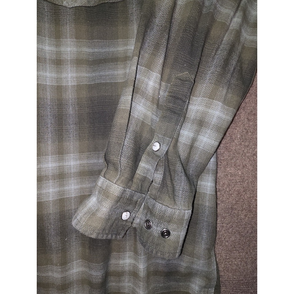 Carhartt Rugged Flex Mens XL Tall Relaxed Fit Plaid Flannel Shirt Olive Green - Picture 4 of 9
